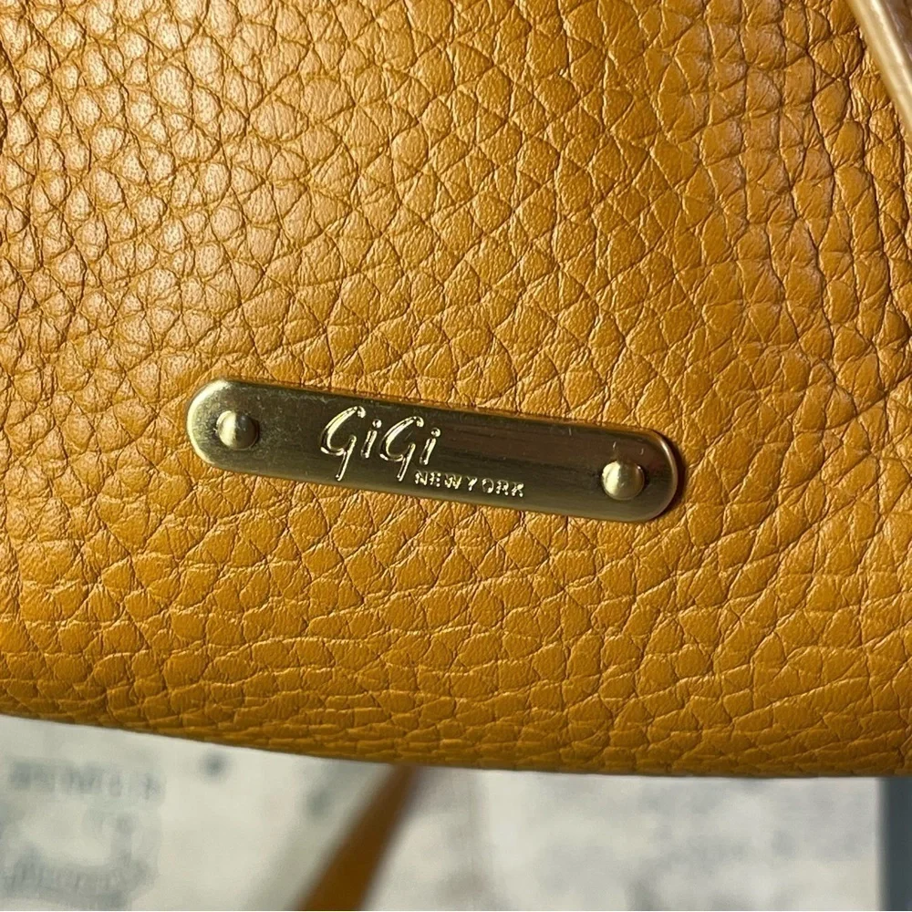 GiGi New York Hayden Saddle Satchel Pebbled Leather Crossbody Bag Brown